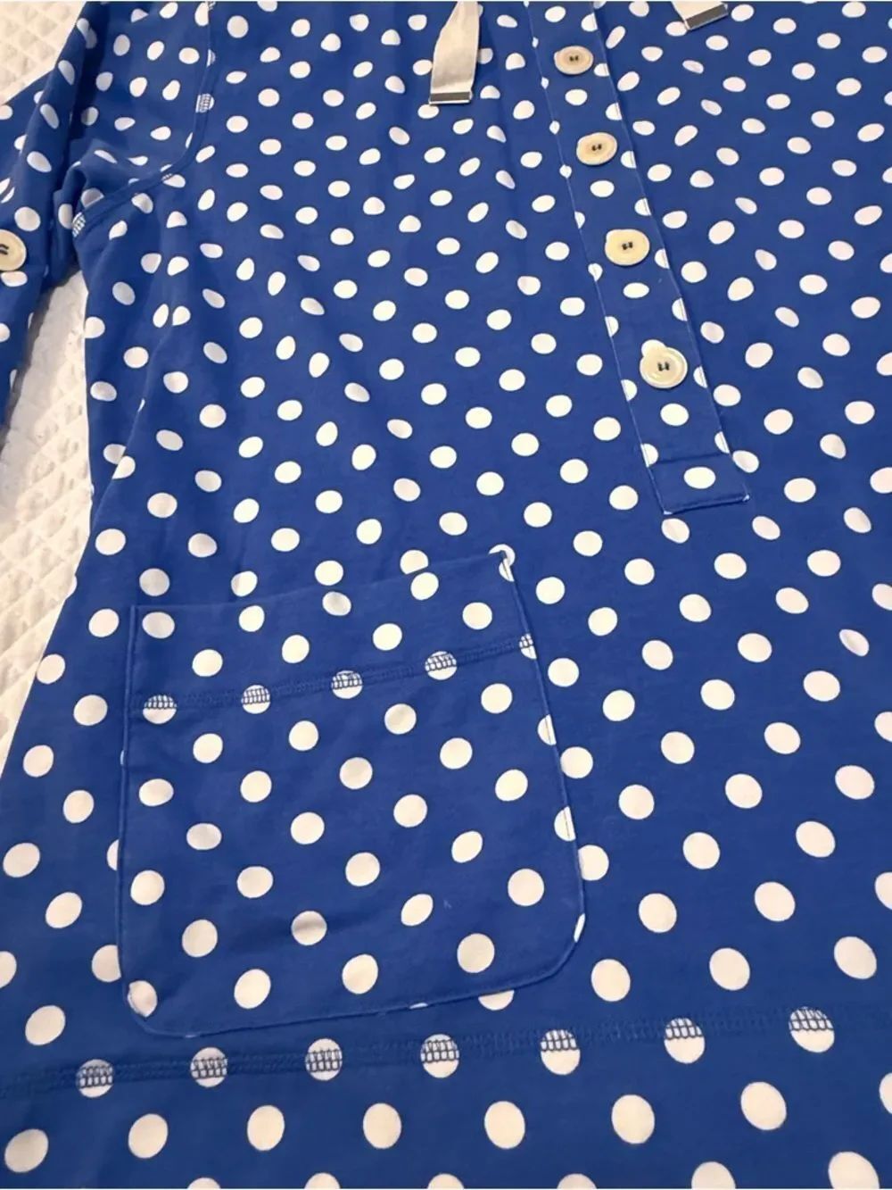 Susan Graver Blue and White Polka Dot Pull Over Top Women's XL - Picture 4 of 13